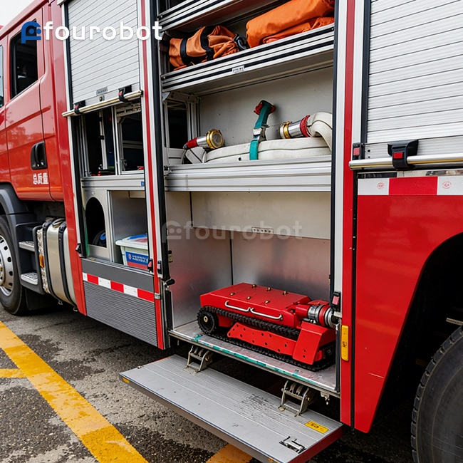 EV Fire Robot that can be storaged in a fire truck